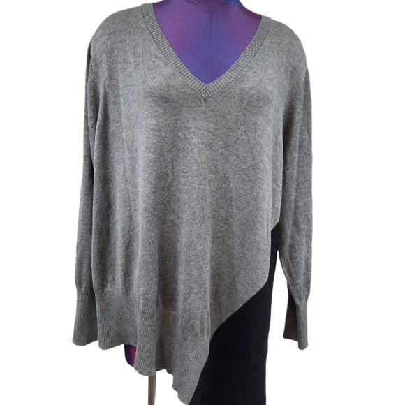 Anthropologie Peyton Primrose Color Block Sweater Gray Black 2X Women's Plus - Picture 1 of 9